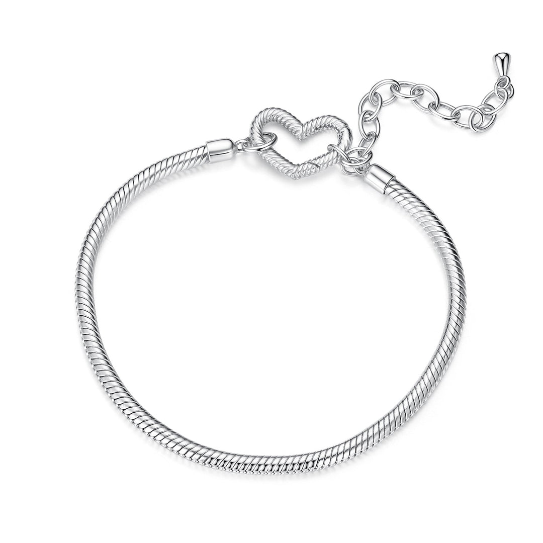 925 Sterling Silver Plated White Gold Bracelet - Adjustable 17+5cm