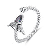 925 Sterling Silver Oxidized Glass Ring