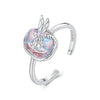 925 Sterling Silver Ring with Nano Opal Stone, 0.15 cm Width for Women