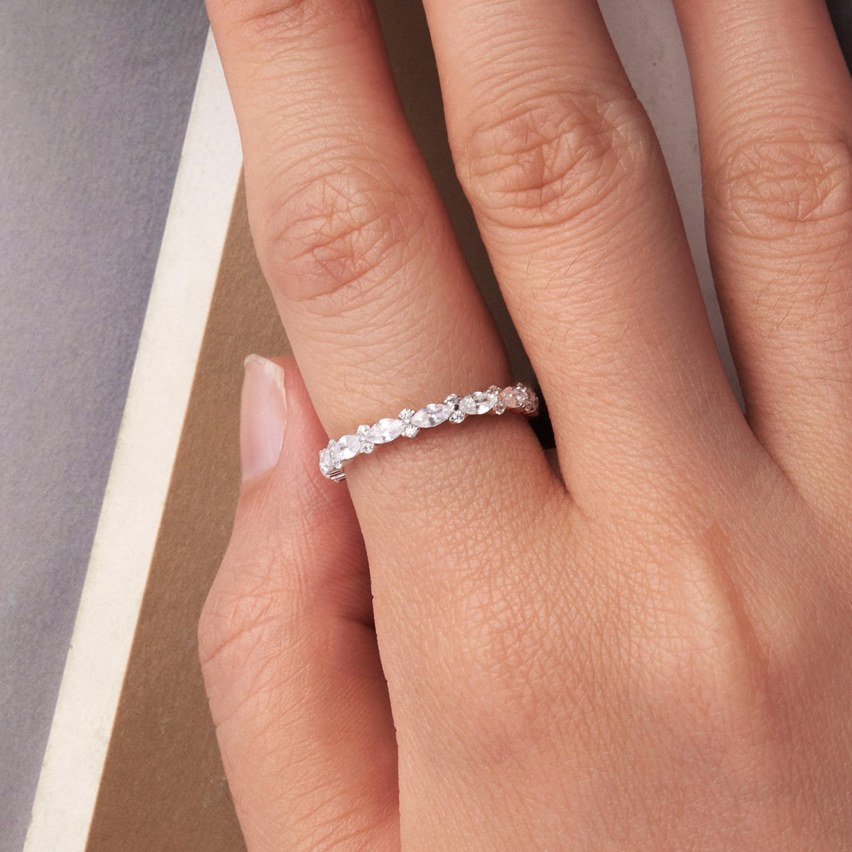 925 Sterling Silver White Gold Plated 0.26cm CZ Ring Size 6.0 for Women - image 3 of 6