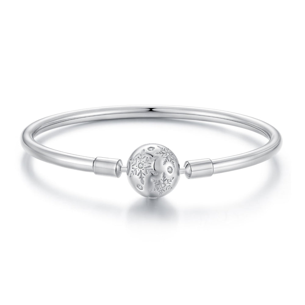 925 Sterling Silver Pavé Setting CZ Bracelet with White Gold Plating for Women - Size 17.0