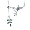 925 Sterling Silver Necklace with Bird and Leaves Design for Women