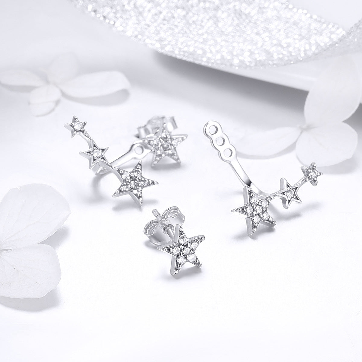 925 Sterling Silver Pavé Setting Earrings for Women - изображение 2 из 6