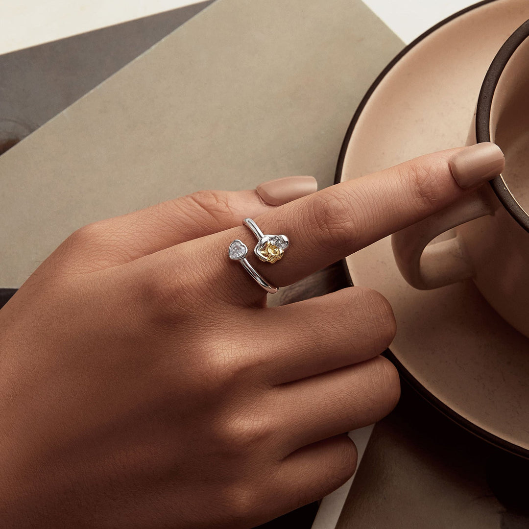 925 Sterling Silver White Gold Plated Ring with CZ - 3mm
