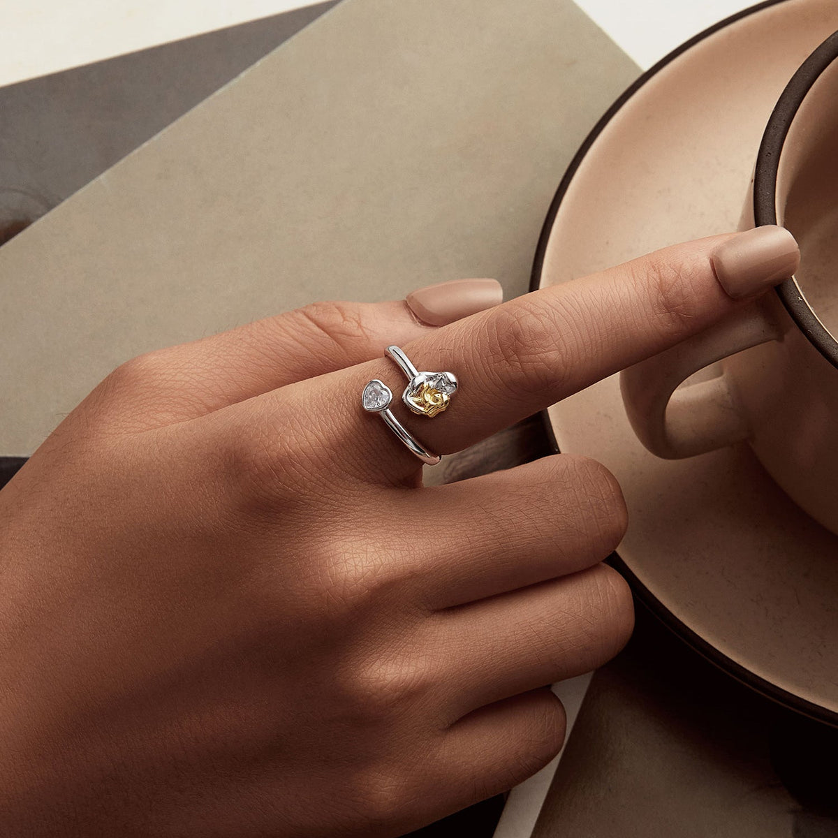 925 Sterling Silver White Gold Plated Ring with CZ - 3mm - image 6 of 7