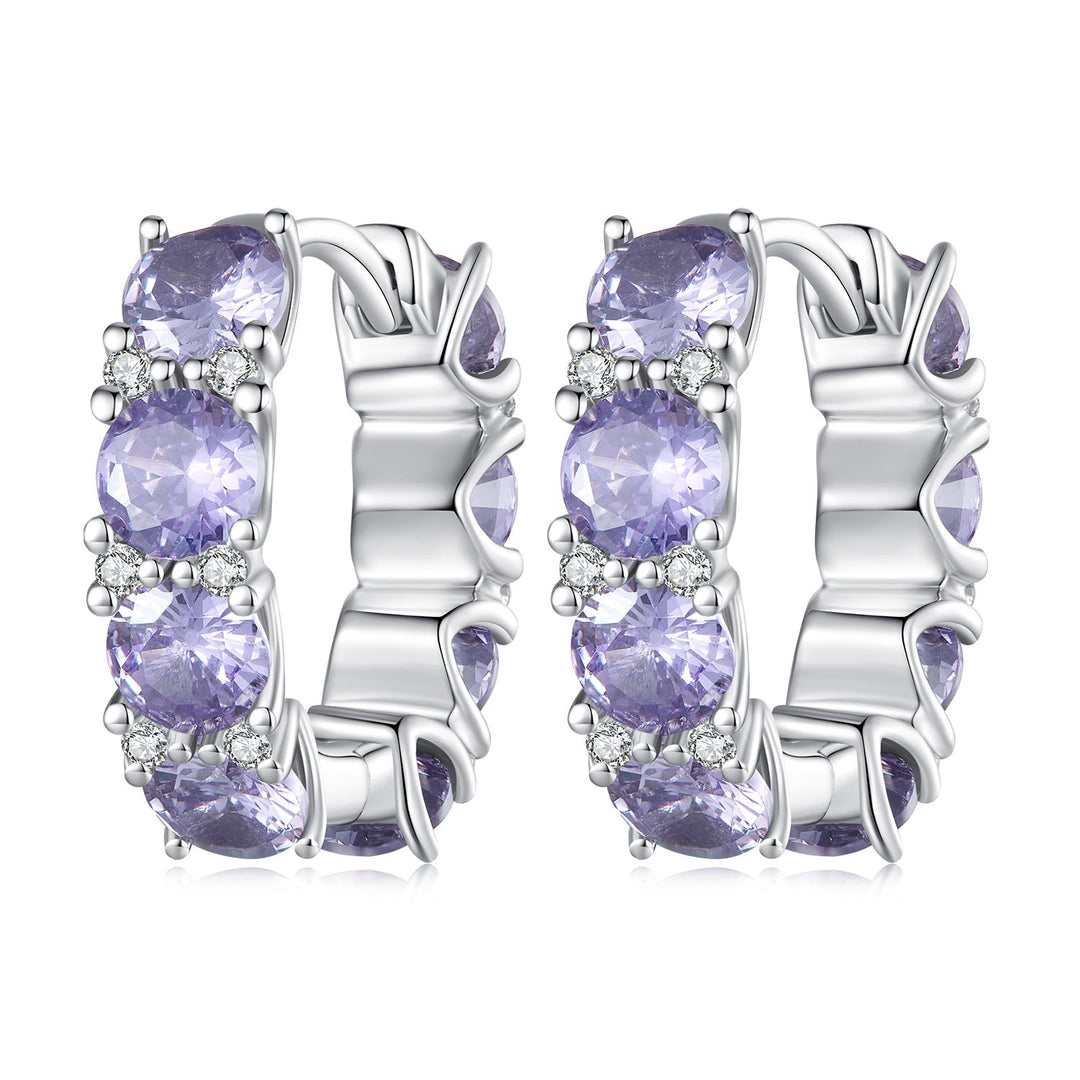 925 Sterling Silver Earrings with Pavé Setting and Plated Platinum for Women