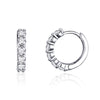 925 Sterling Silver Earrings with Pavé CZ in Platinum Plating, 1.6 x 0.3 cm for Women