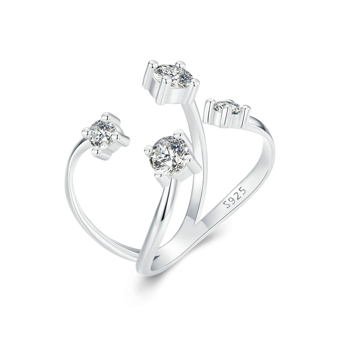 925 Sterling Silver White Gold Plated Pavé Set CZ Ring 2.5-13.5mm for Women