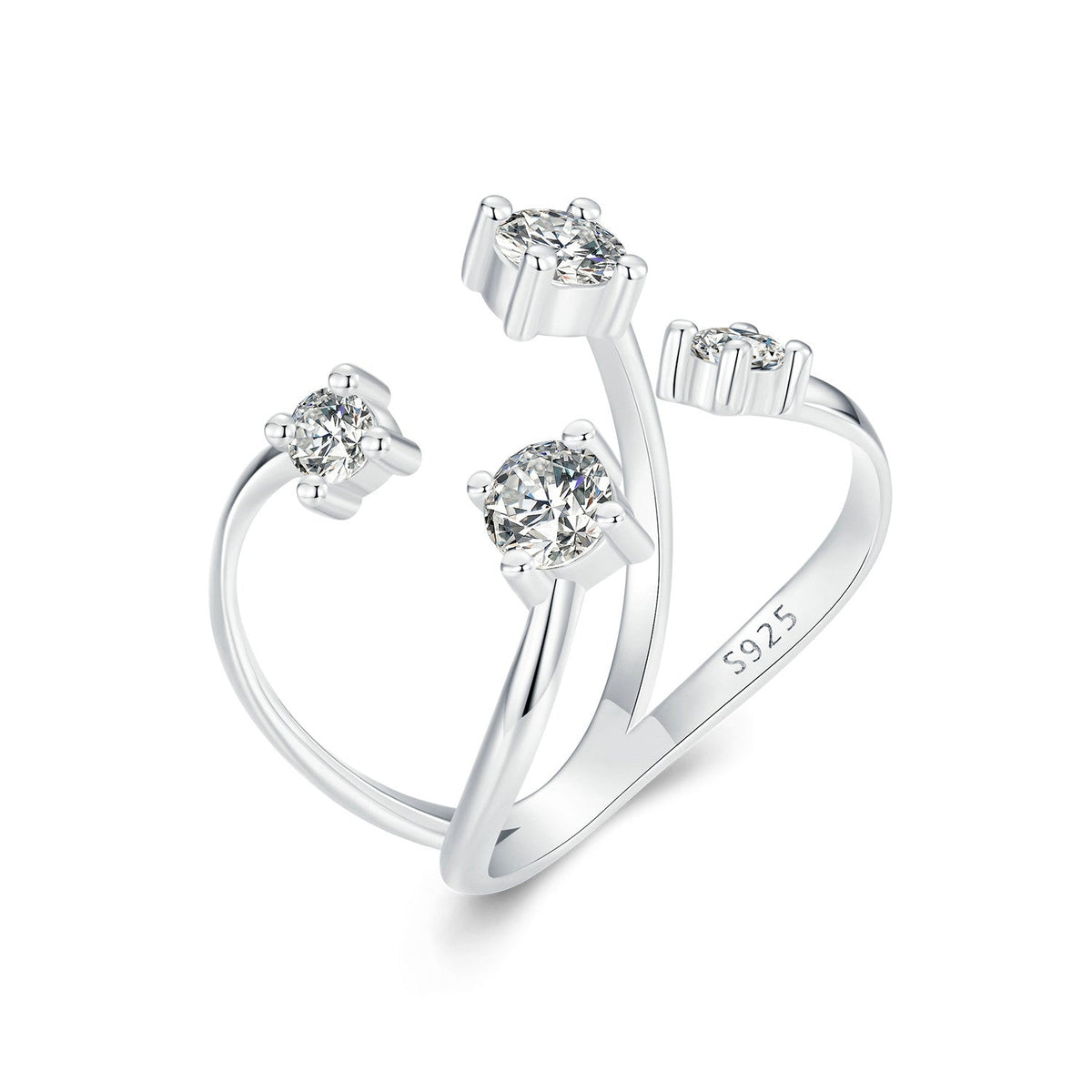 925 Sterling Silver White Gold Plated Pavé Set CZ Ring 2.5-13.5mm for Women - image 2 of 7