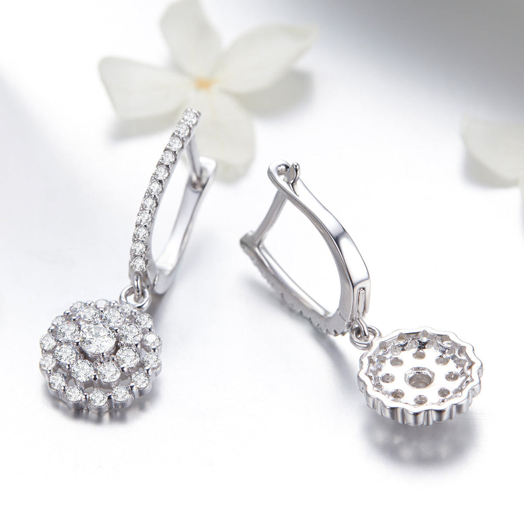 925 Sterling Silver Plated Platinum Pavé Setting CZ Earrings