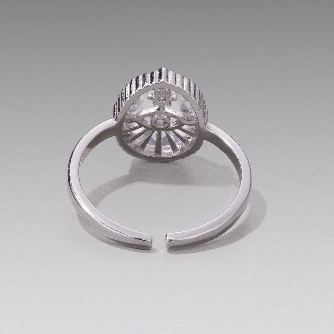 925 Sterling Silver Ring with Transparent Glass & Nano Opal, Width 0.18cm, Style E, for Women
