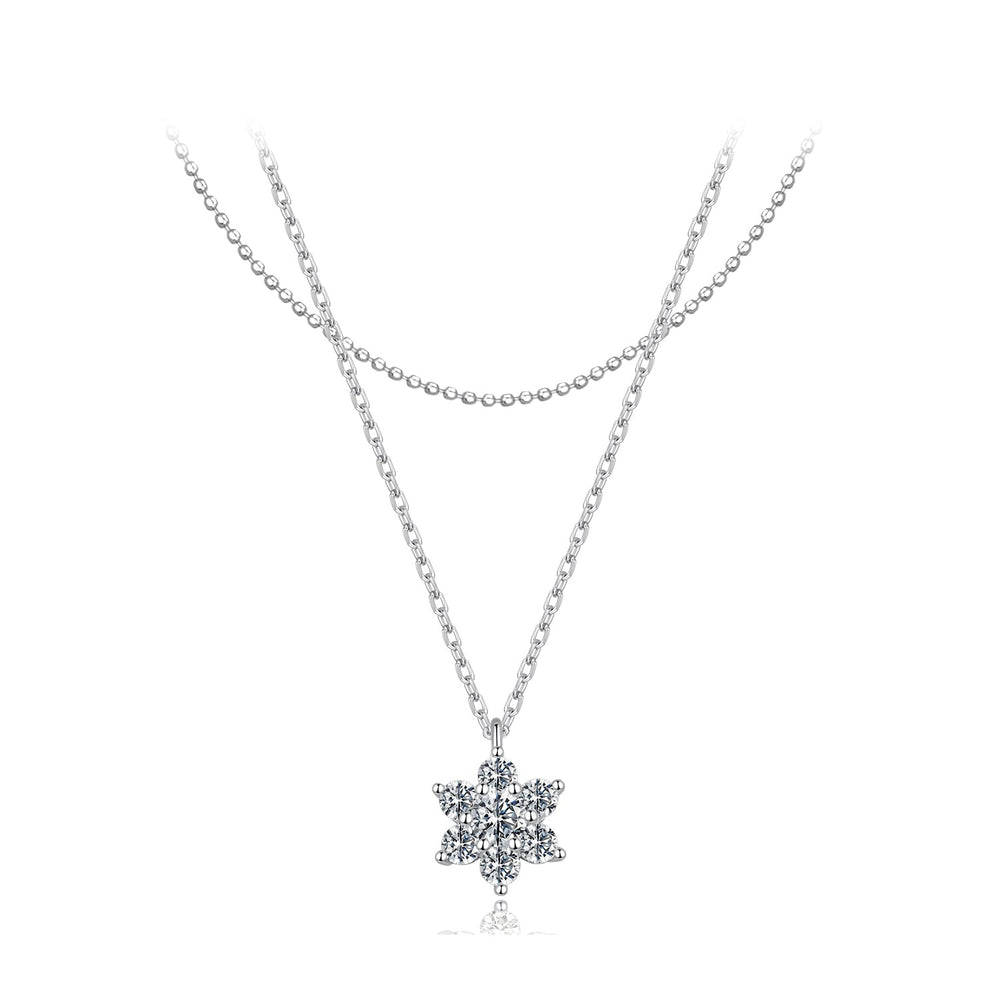 925 Sterling Silver 0.06 Carat & 0.20 Carat Moissanite Necklace with White Gold Plating for Women