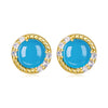 925 Sterling Silver Earrings with Synthetic Turquoise and CZ in Gold Plating