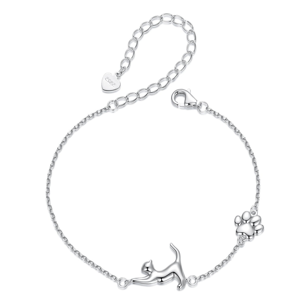 925 Sterling Silver & Plated White Gold Adjustable Bracelet for Women