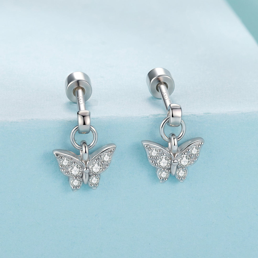925 Sterling Silver White Gold Plated Earrings with CZ