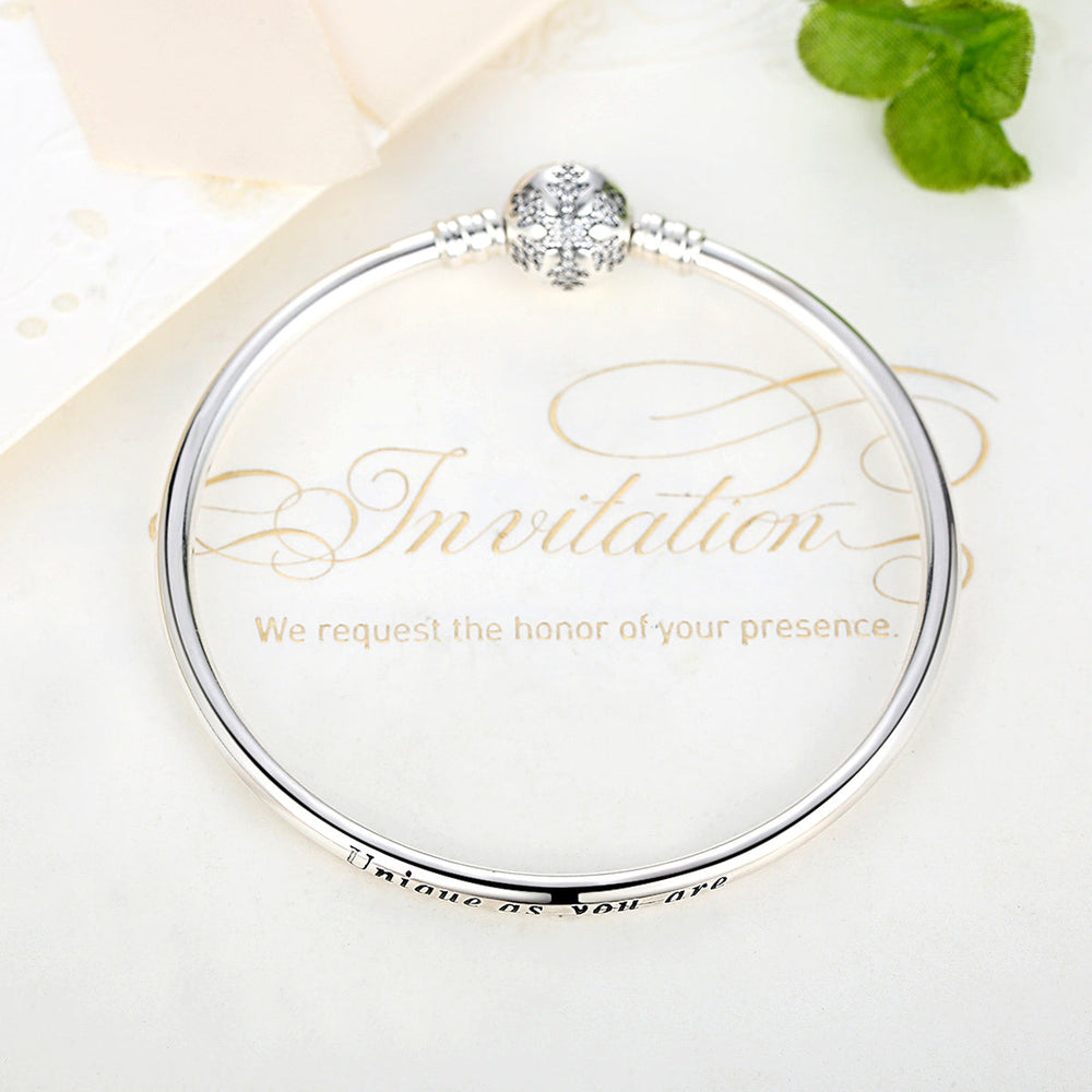 925 Sterling Silver 5.8CM Diameter and 0.3CM Thick Bracelet for Women