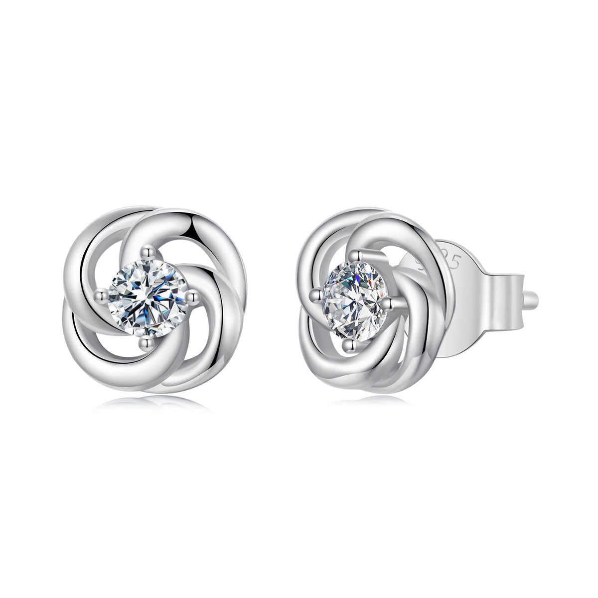 925 Sterling Silver Moissanite Earrings, 0.3cm, White Gold Plated, for Women