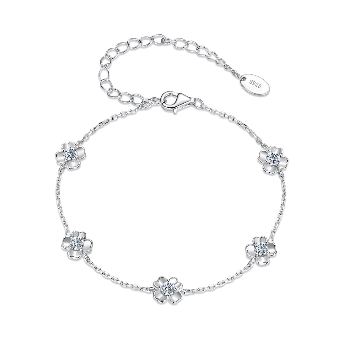 925 Sterling Silver 0.1 Carat Moissanite Bracelet for Women