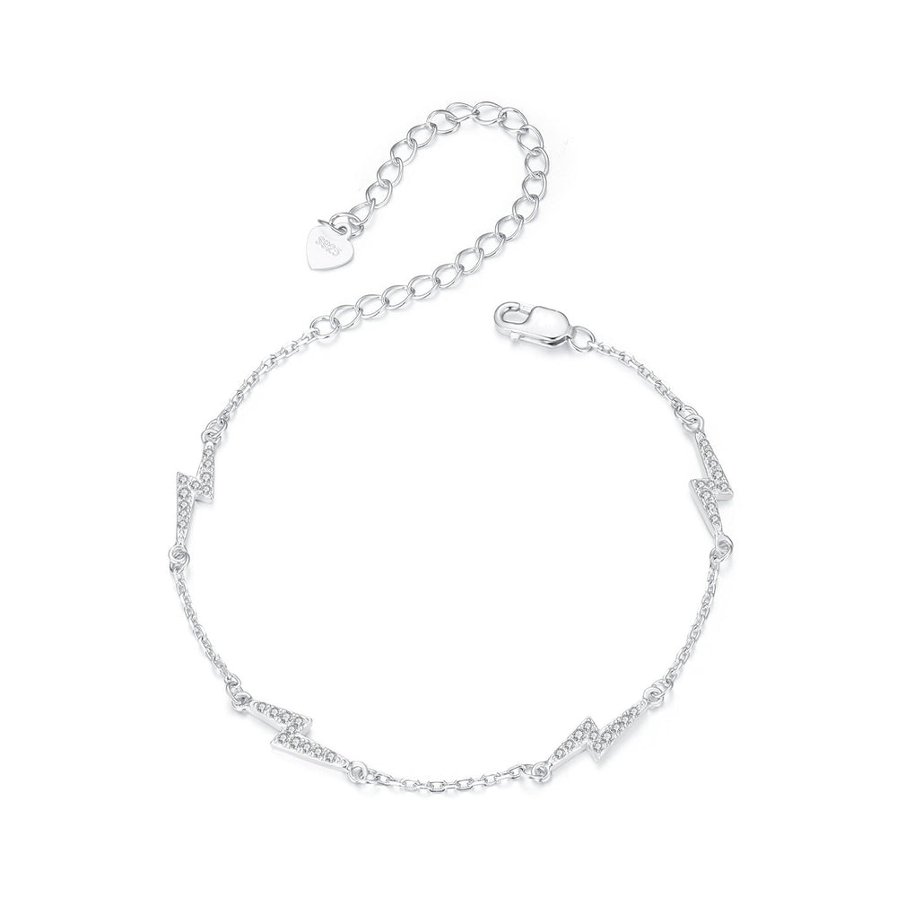 925 Sterling Silver Pave Setting CZ Bracelet with White Gold Plating