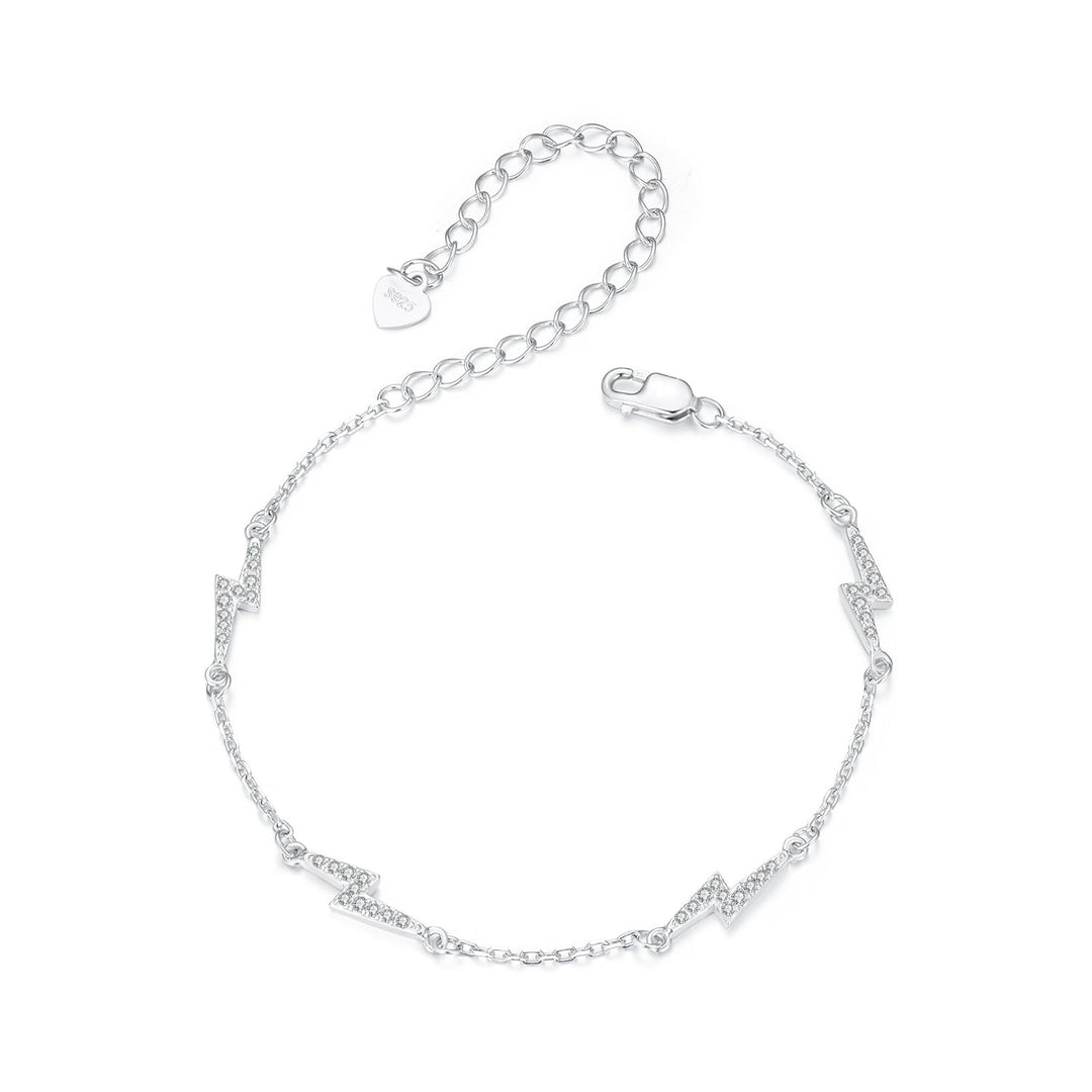 925 Sterling Silver Pave Setting CZ Bracelet with White Gold Plating