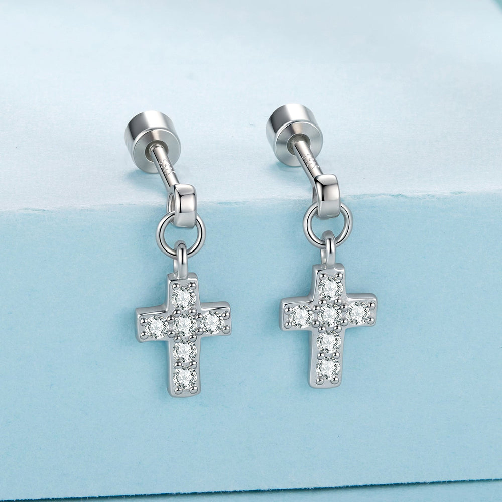 925 Sterling Silver White Gold Plated Pavé Setting CZ Earrings for Women