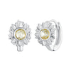 925 Sterling Silver Earrings with Transparent Glass, 12x9mm Size for Women
