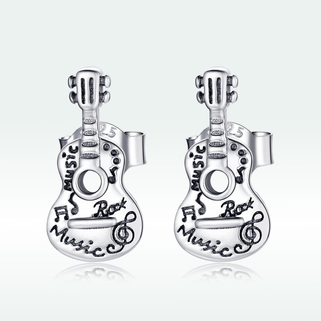 925 Sterling Silver & Oxidized Silver Earrings for Women - 1.3*0.6cm