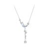 925 Sterling Silver Pendant Necklace with CZ and Transparent Glass for Women
