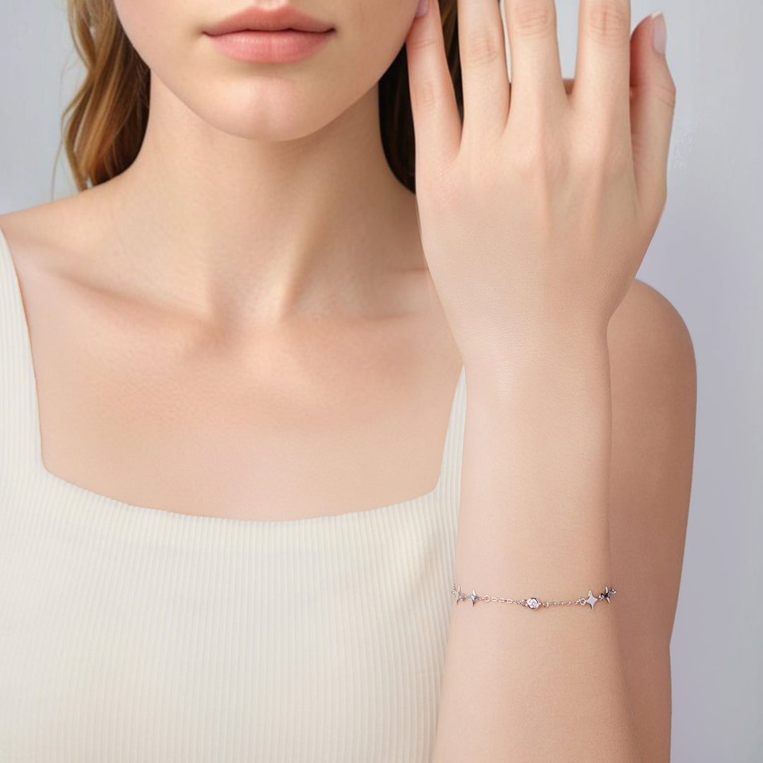 925 Sterling Silver 15+6cm Pavé Setting CZ Bracelet for Women