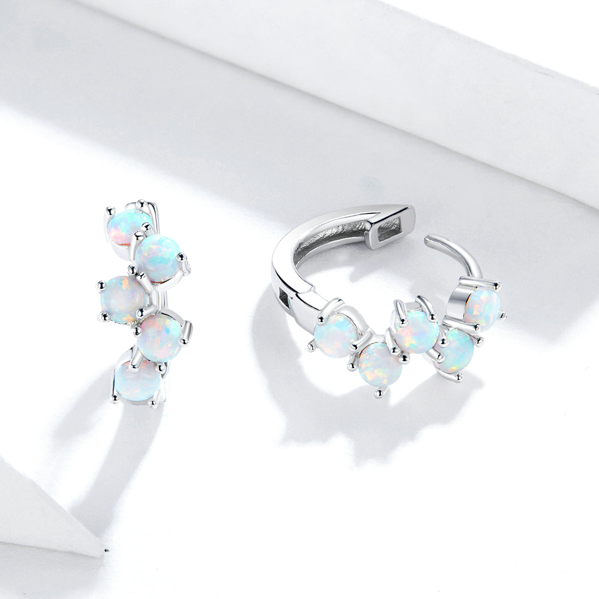 925 Sterling Silver Earrings with Translucent Opal - изображение 5 из 7