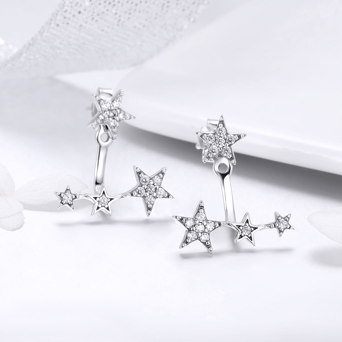 925 Sterling Silver Pavé Setting Earrings for Women - изображение 5 из 6