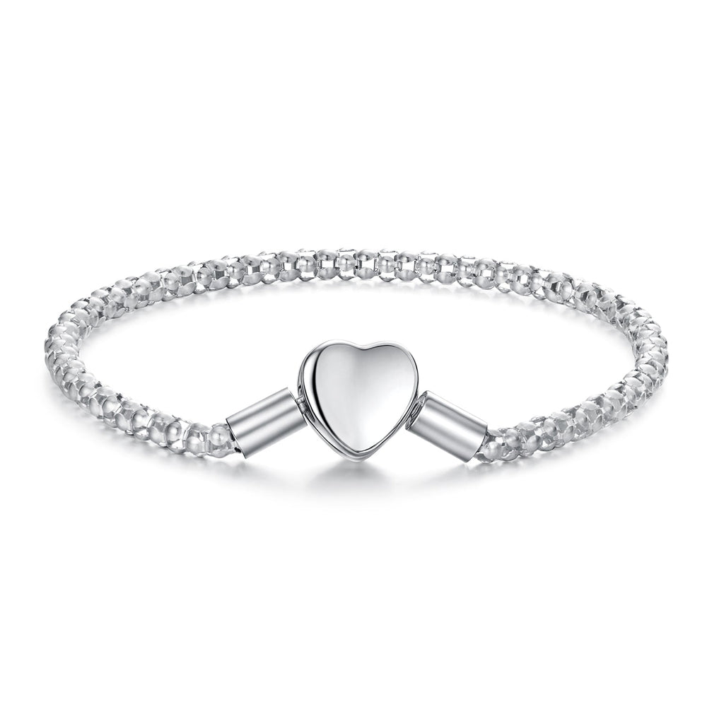 925 Sterling Silver Bracelet 17cm Heart-shaped 1.0cm for Women