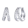 S925 Sterling Silver Earrings with Pavé Setting CZ, 1.1*0.6cm, for Women