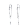 925 Sterling Silver Earrings with Plated Platinum and Pavé Setting CZ, Size 6.5cm