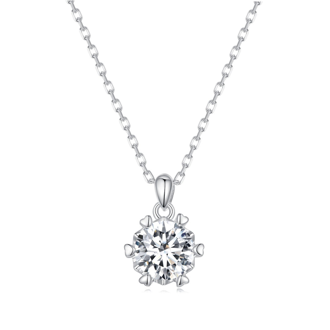 925 Sterling Silver Moissanite Necklace 39cm+5cm Length for Women
