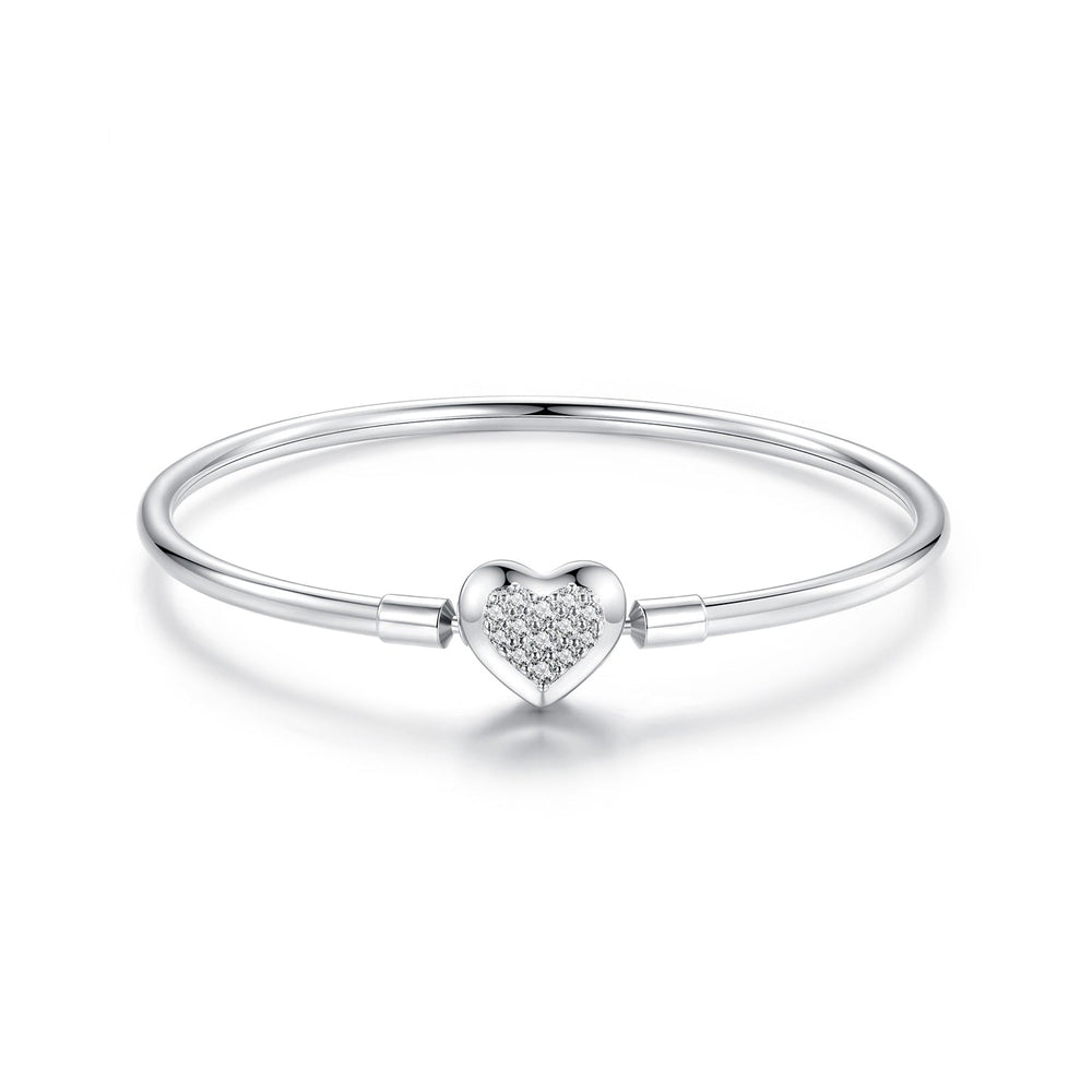 925 Sterling Silver White Gold Plated CZ Bracelet for Women - Size 17.0