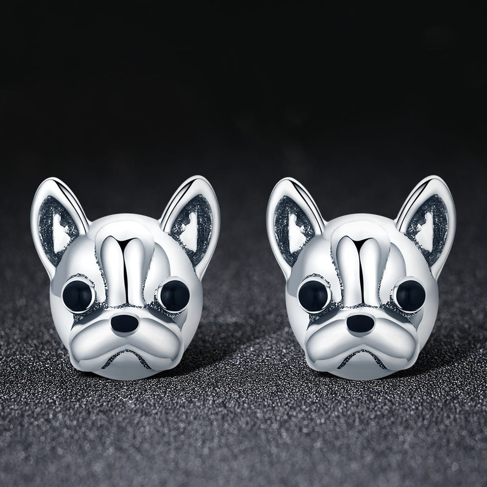 925 Sterling Silver Oxidized Enamel Earrings for Women 1*1cm
