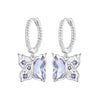 925 Sterling Silver Earrings with Pavé Setting CZ and Transparent Glass for Women