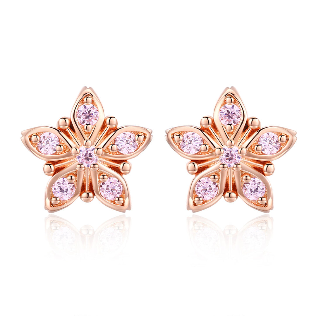 925 Sterling Silver Rose Gold Plated Pavé Setting CZ Earrings