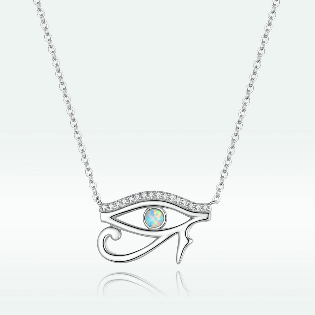 925 Sterling Silver Opal Necklace with CZ and Platinum Plating, Adjustable Length 45cm, Women’s Jewelry