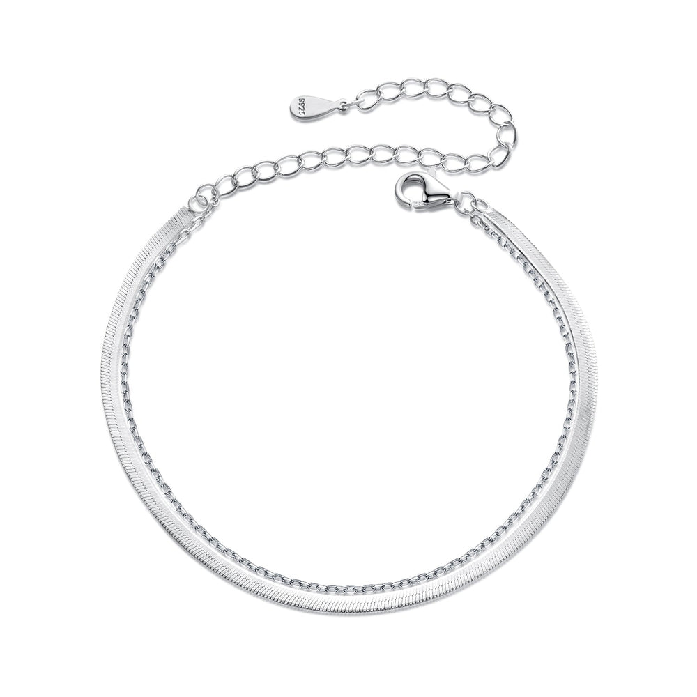 925 Sterling Silver 15+6cm White Gold Plated Bracelet for Women