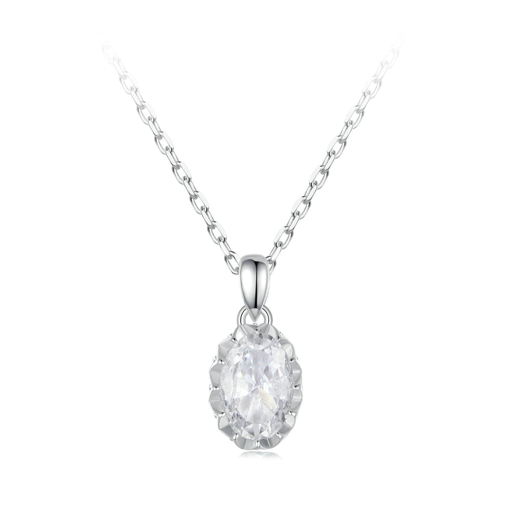 925 Sterling Silver 1 Carat Moissanite Necklace with Pavé Setting, 400 mm Length for Women