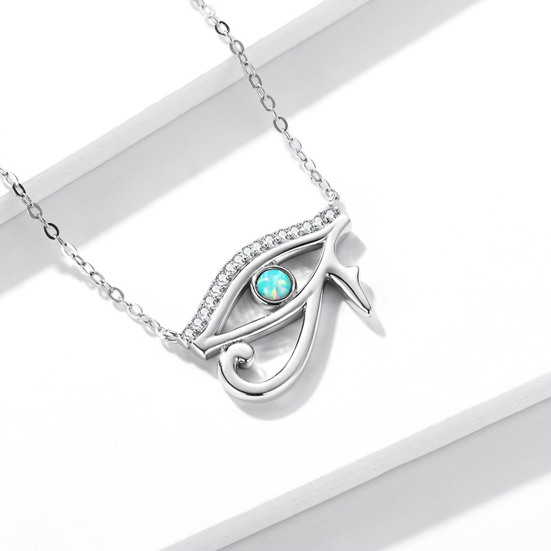 925 Sterling Silver Opal Necklace with CZ and Platinum Plating, Adjustable Length 45cm, Women’s Jewelry