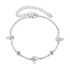 925 Sterling Silver White Gold Plated Bracelet with Moissanite, 15+6cm, for Women