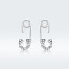 925 Sterling Silver Earrings for Women - 1.7x0.6cm, Platinum Plated with Pavé Setting CZ