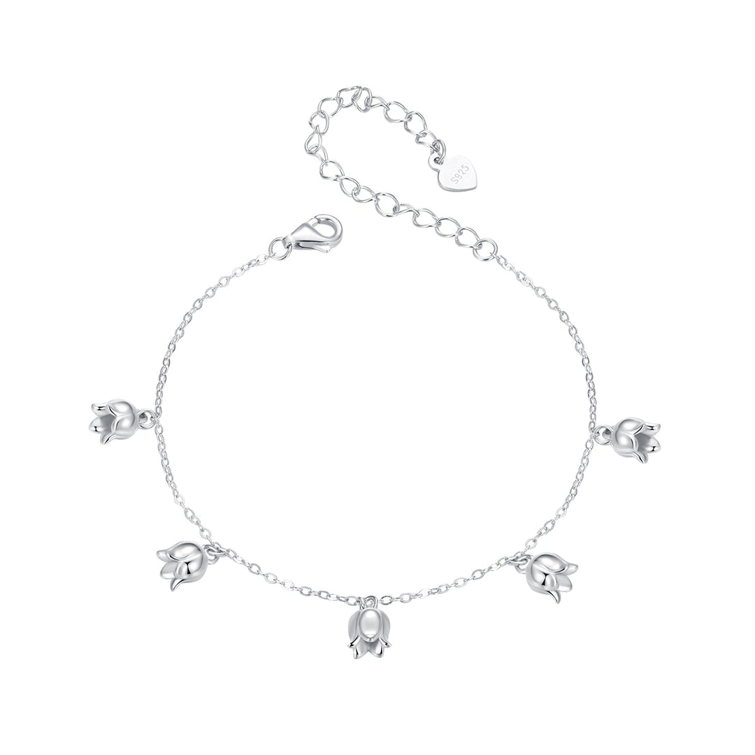 925 Sterling Silver Plated White Gold 12x41mm Pendant Bracelet