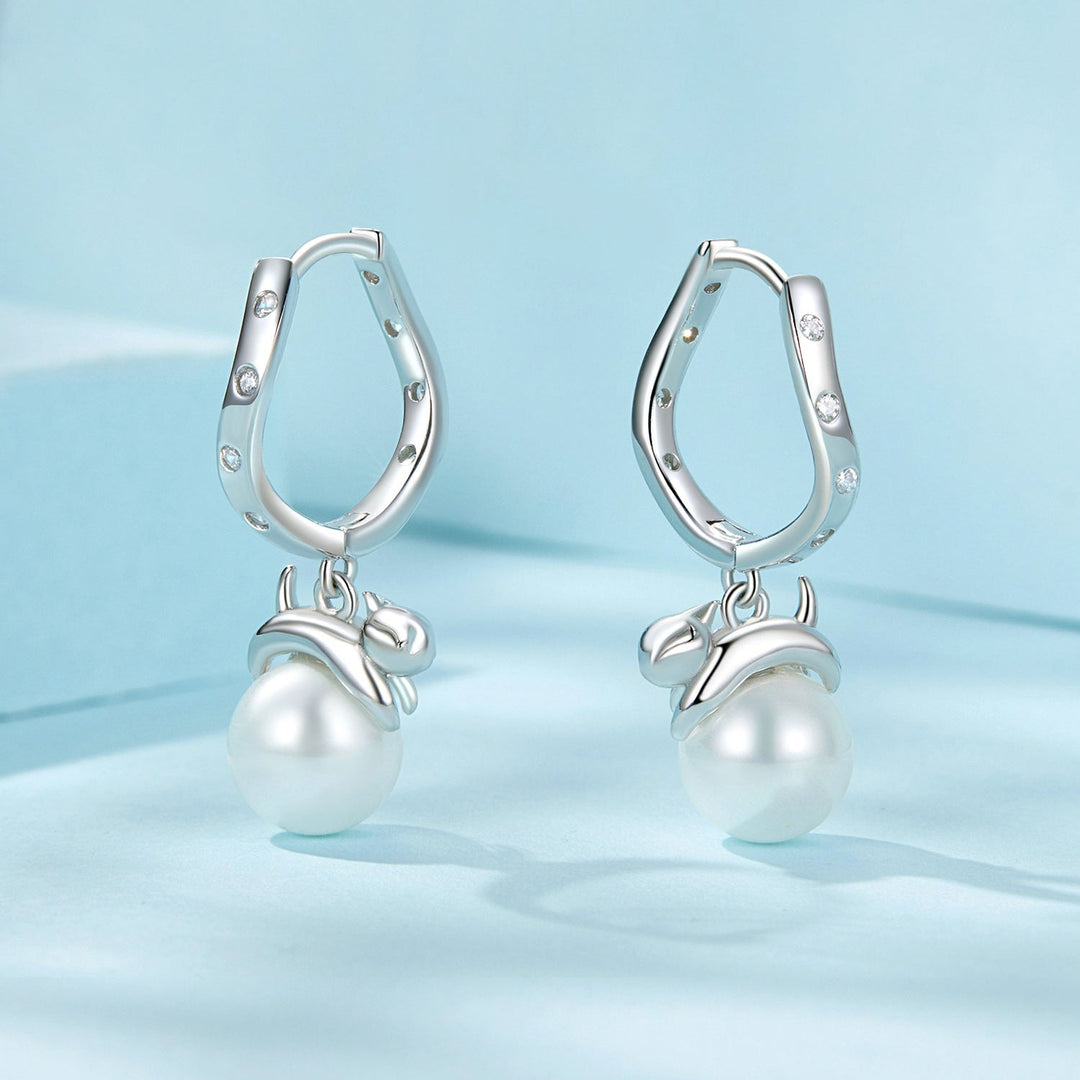 925 Sterling Silver Earrings with Quality Shell Pearl and CZ for Women
