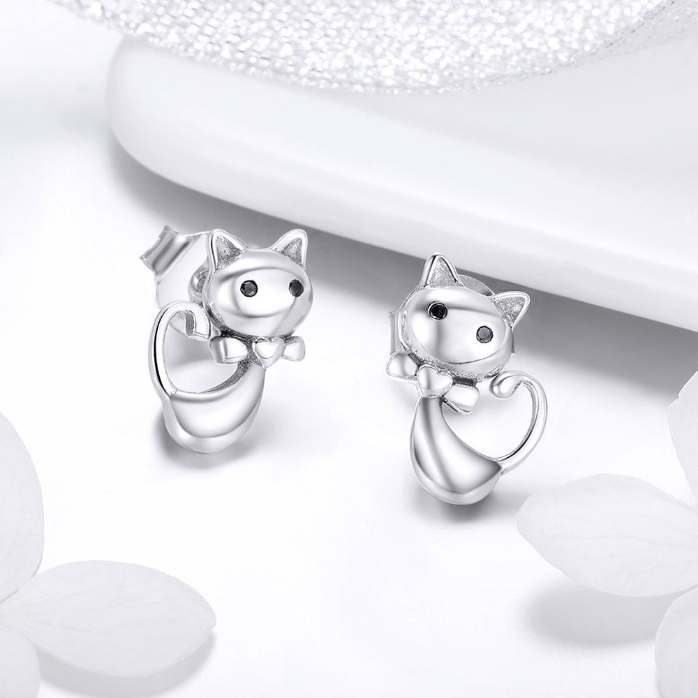 925 Sterling Silver Earrings with Pavé Setting in Oxidized Finish