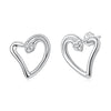 925 Sterling Silver Earrings with CZ in White Gold Plating - 1.4x1.2cm for Women
