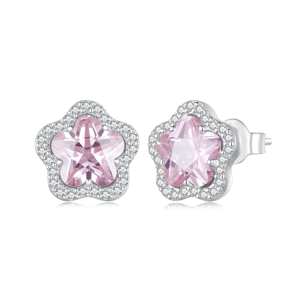 925 Sterling Silver Earrings with Pavé Setting CZ and Transparent Glass for Women